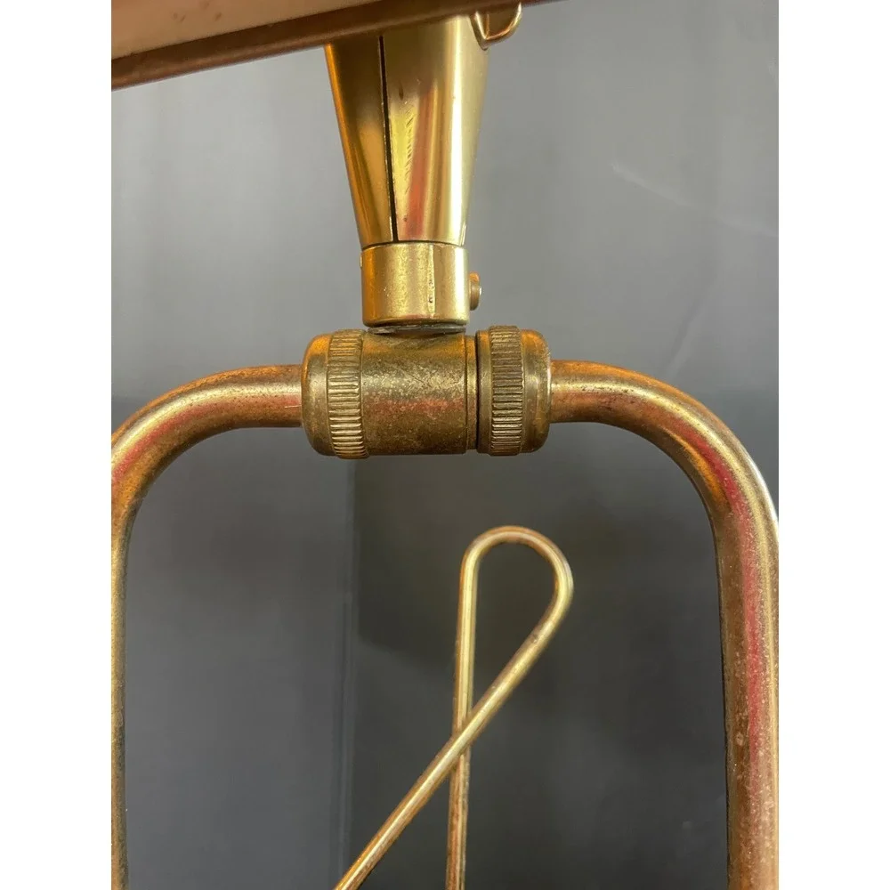 Vintage Brass Piano Desk Lamp Music Treble Clef Note Adjustable Table Light MCM